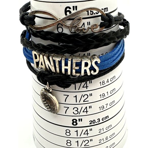 Blue Panthers Charm Wrap Bracelet Adjustable Team Fan Football - Picture 6 of 6